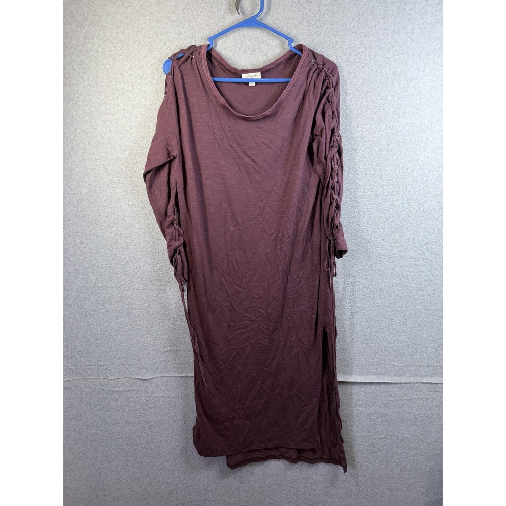 Umgee Dress Womens‎ Small Burgundy Long Sleeve T-Shirt Midi Side Slit Straps